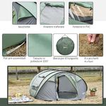 Outsunny Tenda da Campeggio Pop Up 4-5 Posti, 2 Porte e 4 Finestre Telo Impermeabile, 263.5x220x123cm Verde Scuro