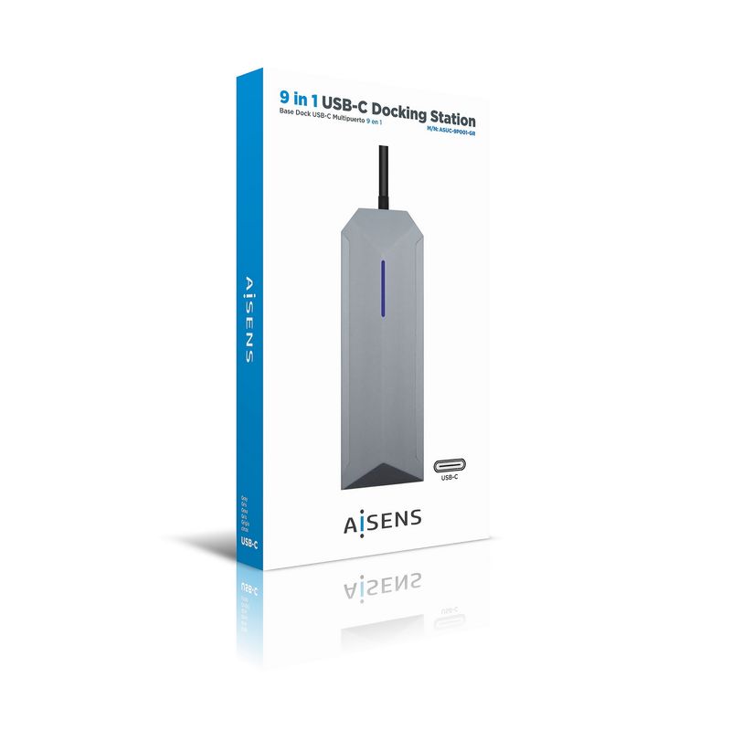 AISENS-ASUC-9P001-GR-replicatore-di-porte-e-docking-station-per-notebook-Cablato-Thunderbolt-3-Grigio