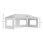 Outsunny Gazebo da esterno bianco con Finestre Regolabile in Altezza e tende Removibili 5.9x3x2.7m