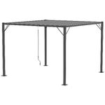 Outsunny Pergola Gazebo da Giardino 3x3m con Tetto Apribile a Lamelle, Alluminio e Acciaio, Grigio