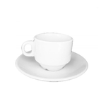 Trade Shop Traesio-set 6 Tazzine 90ml Bianco Ceramica Con Manico Piattini 2177397 Tazza Caffè Caffe -