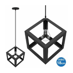 Trade Shop Traesio-lampadario Lampada Sospensione Cubo 18cm Design Moderno Paralume Metallo Nero -