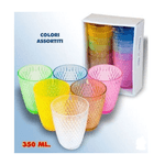 Trade Shop Traesio-set 12 Pezzi Bicchieri In Plastica Colorata Decorata 350 Ml -