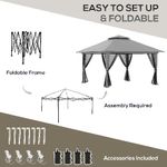 Outsunny Gazebo Pieghevole 4x4 con Borsa da Trasporto, Picchetti, Funi e Sacchi di Sabbia Inclusi, 392x392x283 cm