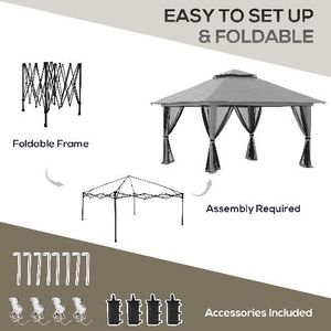 Outsunny Gazebo Pieghevole 4x4 con Borsa da Trasporto, Picchetti, Funi e Sacchi di Sabbia Inclusi, 392x392x283 cm