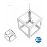 Trade Shop Traesio-lampadario Lampada Sospensione Cubo 18cm Design Moderno Paralume Metallo Bianco -