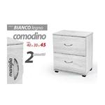 Trade Shop Traesio-comodino Con 2 Cassetti Letto Moderno H45xl40xp30 Legno Bianco Rovere Sbiancato -