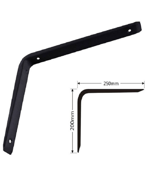Trade Shop Traesio-staffe Angolari 2pz Supporto Staffa Angolare Reggimensole 250 X 200 X 30 Mm Nero -