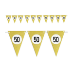 Trade Shop Traesio-bandierine Festa Compleanno Anniversari Set 10pz Triangolari Festone Oro 50 Anni -