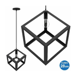 Trade Shop Traesio-lampadario Lampada Sospensione Cubo 28cm Design Moderno Paralume Metallo Nero -