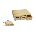 Trade Shop Traesio-mini Cassettiera 3 Cassetti Cuore In Legno Naturale Decoupage 53439a -