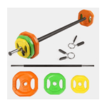 Trade Shop Traesio-set Bilanciere Con Dischi Colorati Pesi Da 20kg Per Allenamento Home Gym Fitness -