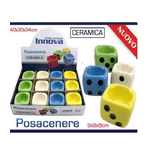 Trade Shop Traesio-set 12 Pezzi Posacenere Porta Cenere Sigarette In Ceramica Dado Colorato -