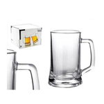 Trade Shop Traesio-set 4 Pezzi Servizio Boccali Bicchieri Per Birra In Vetro 43 Cl -