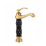 Cleafe-bagno Lavandino Lavabo Miscelatore Rubinetto Alto Dorato Nero Diamantato -