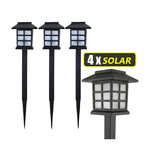 Trade Shop Traesio-4x Lampade A Led Da Giardino Stile Lanterna Paletti Ricarica Solare 38 X 9 X 9cm -