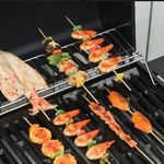 Outsunny Barbecue a Gas con Coperchio 4 Bruciatori Totali da 11.6kW e Termometro Fornello Laterale Mensola e 2 Ruote