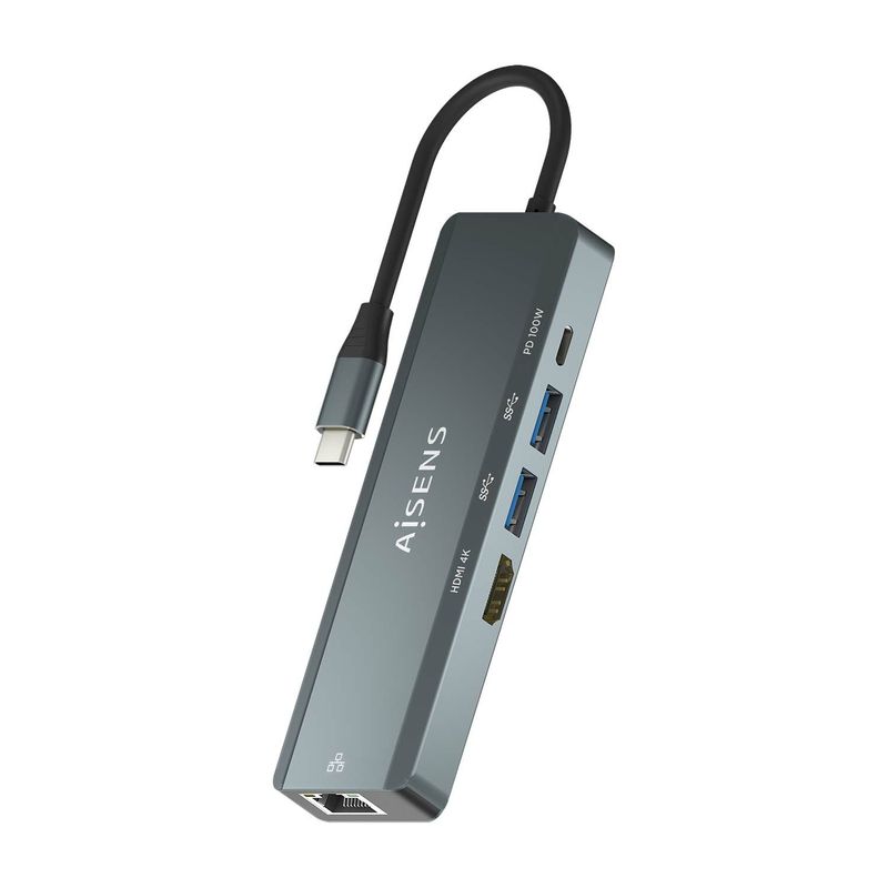 AISENS-ASUC-5P011-GR-replicatore-di-porte-e-docking-station-per-laptop-Cablato-USB-3.2-Gen-1--3.1-Gen-1--Type-C-Grigio