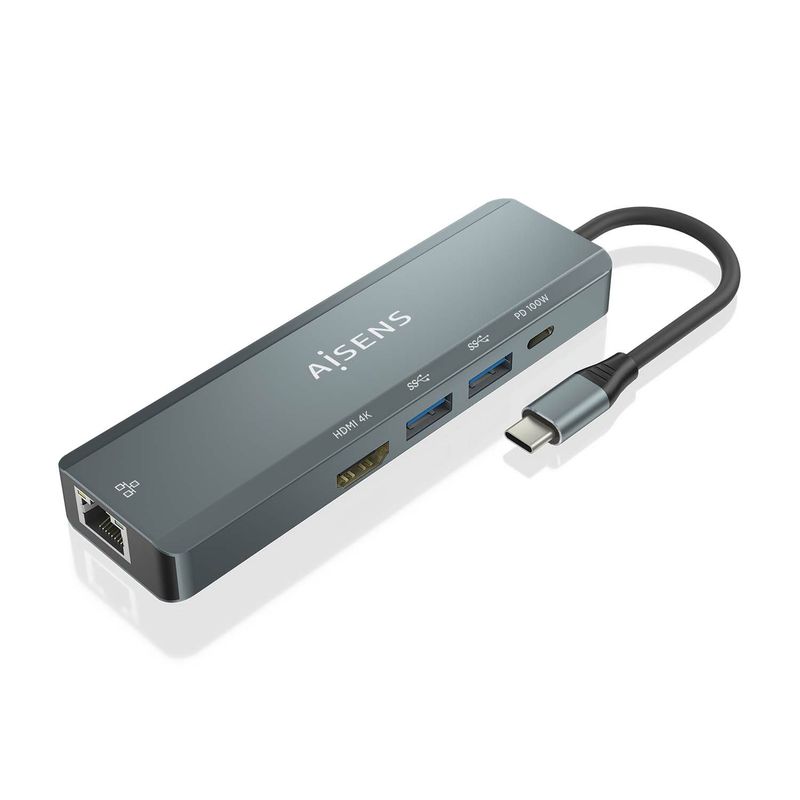 AISENS-ASUC-5P011-GR-replicatore-di-porte-e-docking-station-per-laptop-Cablato-USB-3.2-Gen-1--3.1-Gen-1--Type-C-Grigio