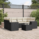 vidaXL Set Divani da Giardino con Cuscini 7pz Nero Polyrattan