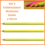 Faber Castell Set 3 evidenziatori evidenziatore a matita giallo colore faber castell scuola ufficio colori matitone