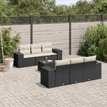 vidaXL Set Divani da Giardino con Cuscini 7pz Nero Polyrattan