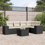 vidaXL Set Divano da Giardino 6 pz con Cuscini Nero in Polyrattan