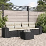 vidaXL Set Divani da Giardino 5 pz con Cuscini in Polyrattan Nero