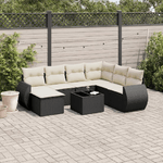 vidaXL Set Divani da Giardino con Cuscini 8 pz Nero in Polyrattan