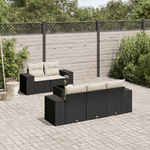 vidaXL Set Divano da Giardino 6 pz con Cuscini Nero in Polyrattan