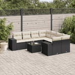 vidaXL Set Divani da Giardino 9 pz con Cuscini Nero in Polyrattan