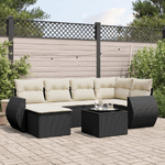 vidaXL Set Divani da Giardino con Cuscini 7pz Nero Polyrattan