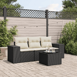 vidaXL Set Divani da Giardino 4 pz con Cuscini Nero in Polyrattan