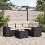 vidaXL Set Divani da Giardino 5 pz con Cuscini in Polyrattan Nero