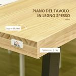 HOMCOM Tavolo da Pranzo per 6 Persone in Legno con Base in Acciaio e Piedini Regolabili, 180x90x76cm