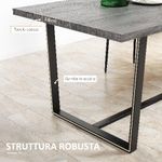 HOMCOM Tavolo da Pranzo Rettangolare Stile Industriale per 8 Persone, 180x90x75cm, Grigio e Nero