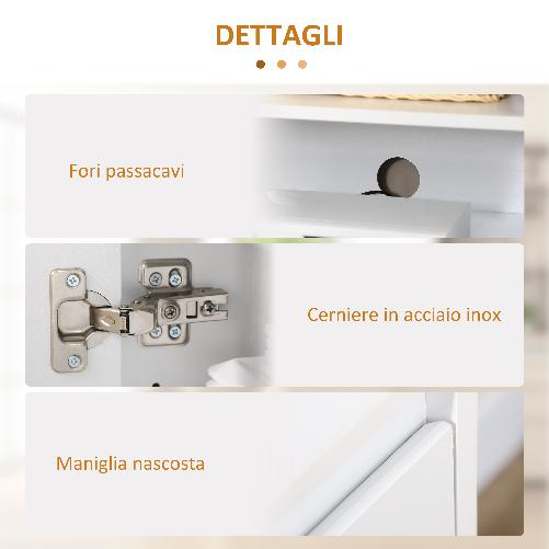 HOMCOM Credenza Moderna a 12 Ripiani Interni in Truciolato per Cucina, Soggiorno e Ingresso, 120x35x85 cm, Bianco