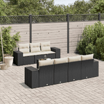 vidaXL Set Divani da Giardino con Cuscini 8 pz Nero in Polyrattan