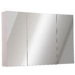 Kleankin Armadietto Pensile da Bagno 3 Ante con Specchio in Legno Rovere 90x60x13,5 cm