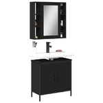 vidaXL Set Mobili da Bagno 2 pz Nero in Legno Multistrato