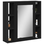 vidaXL Mobile da Bagno con Specchio Nero 60x16x60 cm Legno Multistrato