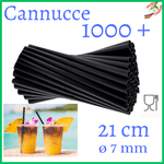 1000 cannucce in  plastica da bar lunghe 21 centimetri nere per cocktail aperitivo spritz frullati milkshake  frappè succhi per  bevande