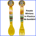 Posate  da bambino in plastica riutilizzabile minions personaggi forchetta  utilizzo per scuola  asilo mare montagna campeggio casa