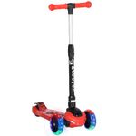 HOMCOM Monopattino 3 Ruote per Bambini 3-8 Anni con Ruote Luminose e 4 Altezze Regolabili, 54.7x32.5x59-69 cm, Rosso