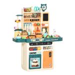 HOMCOM Cucina Giocattolo per Bambini con 113 Accessori, Cappa e Fornelli con Luci e Suoni, Lavandino e Vapore, 70x32x92