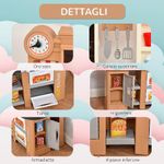 HOMCOM Cucina per Bambini 3-6 Anni con 58 Accessori, Fornelli con Suoni e Lavandino Funzionante, 63x35x84 - Multicolore