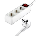 V-TAC Multipresa con Cavo 5m 3 Prese 10A 2P + Schuko e Interruttore Luminoso Spina Schuko Colore Bianco