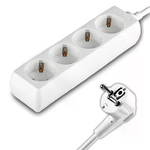 V-TAC Multipresa con Cavo 3m 4 Prese 10A 2P + Schuko e Spina Schuko Colore Bianco