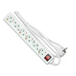 V-TAC Multipresa con Cavo 15m 8 Prese 4 10A 2P + Schuko 4 10A Inclinate e Interruttore Luminoso Spina Schuko Colore Bianco