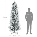 HOMCOM Albero di Natale Innevato 225cm con 988 Rami e Base in Acciaio per Interni con Apertura Automatica